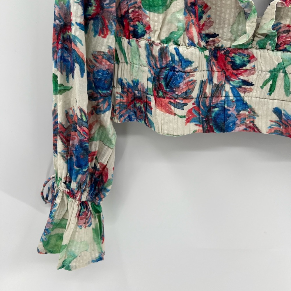 Anthropologie floral gathered crop top blouse - Picture 5 of 10